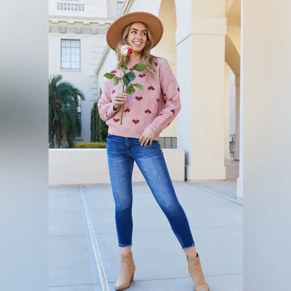 Cozy Love Long Sleeve Heart Sweater - Picture 6 of 7